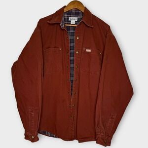 Carhartt S96 Canvas Shirt Jacket Shacket Rust Red Clay Flannel Lined Large TALL